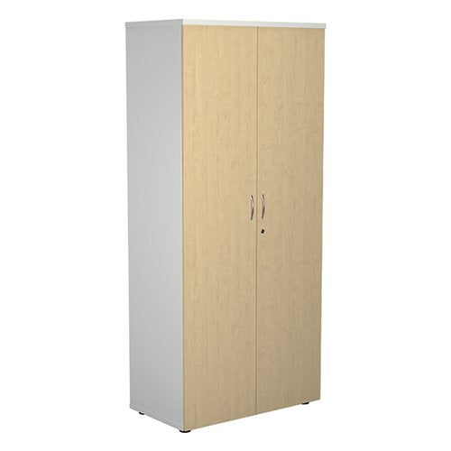 JEMINI WOODEN CUPBOARD 800X450X1800MM WHITE/MAPLE KF810735