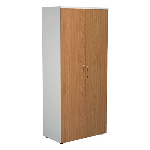JEMINI WOODEN CUPBOARD 800X450X1800MM WHITE/NOVA OAK KF810971