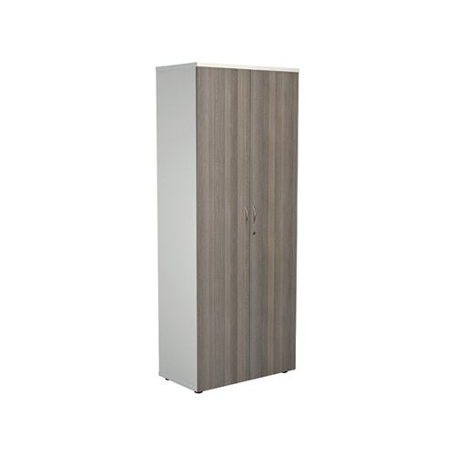 JEMINI WOODEN CUPBOARD 800X450X2000MM WHITE/GREY OAK KF811121