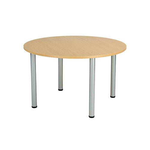 JEMINI CIRCULAR MEETING TABLE 1200X1200X730MM NOVA OAK/SILVE