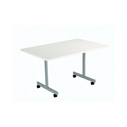 JEMINI RECTANGULAR TILTING TABLE 1200X800X720MM WHITE/SILVER