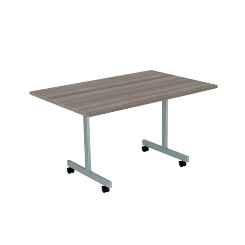 JEMINI RECTANGULAR TILTING TABLE 1200X800X730MM GREY OAK/SIL