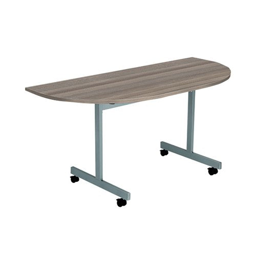 JEMINI D-END TILT TABLE 1400X700X720MM DARK WALNUT/SILVER KF