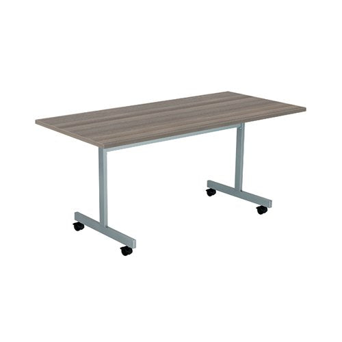 JEMINI RECTANGULAR TILTING TABLE 1600X700X730MM GREY OAK/SIL