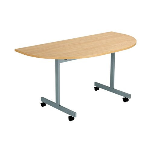 JEMINI D-END TILT TABLE 1400X700X720MM NOVA OAK/SILVER KF822