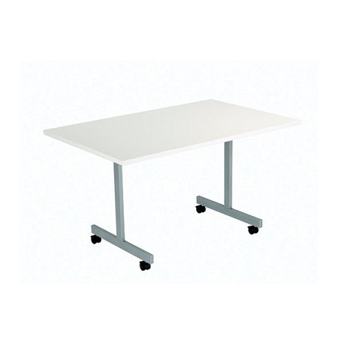 JEMINI RECTANGULAR TILTING TABLE 1200X700X730MM WHITE/SILVER