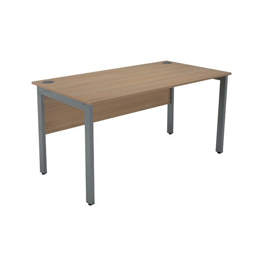SERRION RECTANGULAR GOAL POST DESK 1500X800X730MM OAK/SILVER