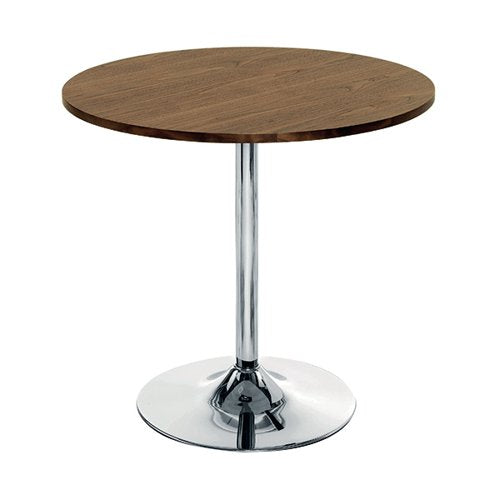 JEMINI BISTRO TRUMPET TABLE SMALL 800X800X715MM WALNUT/CHROM