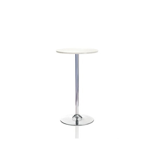 JEMINI BISTRO TRUMPET TABLE TALL 600X600X1045MM WHITE/CHROME