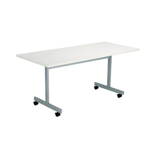 JEMINI RECTANGULAR TILTING TABLE 1600X700X730MM WHITE/SILVER