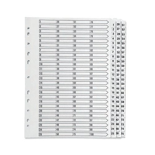 Q-CONNECT 1-75 INDEX MULTI-PUNCHED REINFORCED BOARD CLEAR TAB A4 WHITE KF97058