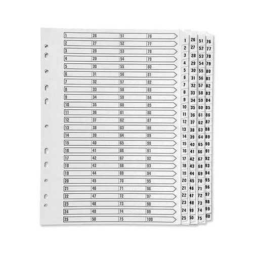 Q-CONNECT 1-100 INDEX MULTI-PUNCHED REINFORCED BOARD CLEAR T