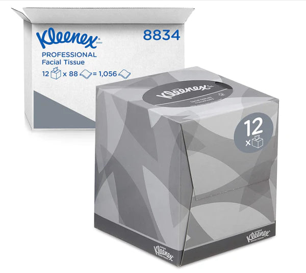 KLEENEX WHITE FACIAL TISSUE CUBES (90-sheets) x 12