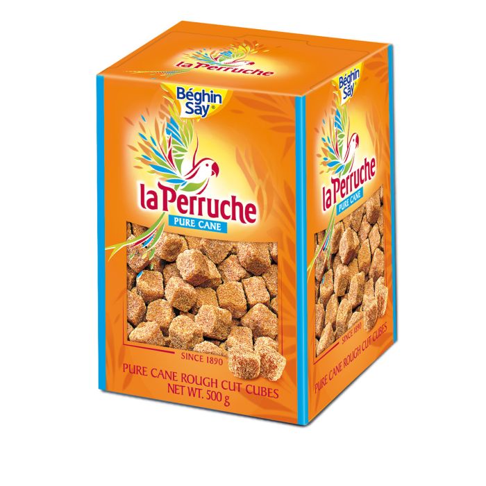 LA PERRUCHE ROUGH CUT BROWN PURE CANE SUGAR CUBES (500g)