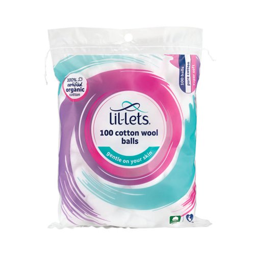 LIL-LETS COTTON WOOL BALLS X100/PACK (PACK OF 12) 99CBL100CO