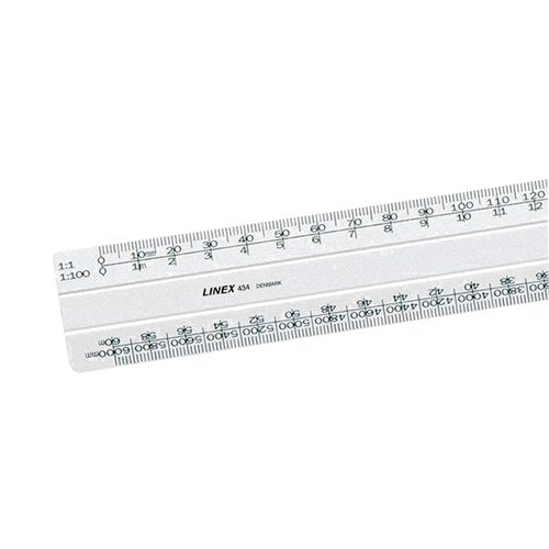 LINEX FLAT SCALE RULER 1:1 1:20-500 30CM WHITE LXH 434