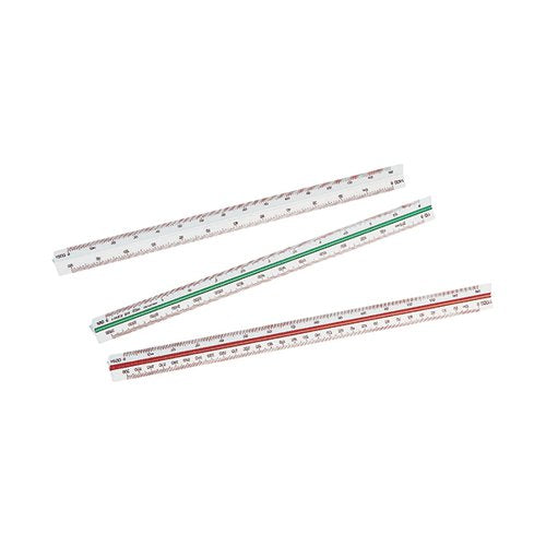 LINEX TRIANGULAR SCALE RULE 1:1 1:20-125 30CM WHITE 311 LXH