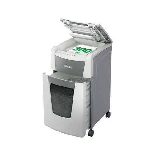 LEITZ IQ AUTOFEED OFFICE 300 CROSS-CUT P-4 SHREDDER WHITE 80