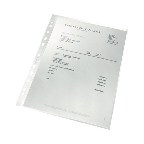 LEITZ PUNCHED POCKETS RECYCLED A4 (PACK OF 100) 4791-10-03