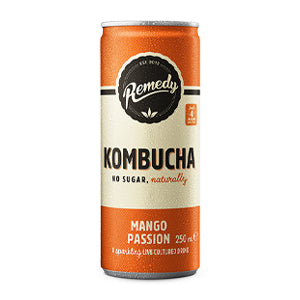 REMEDY DRINKS KOMBUCHA MANGO PASSIONFRUIT CANS (250ml) x 12