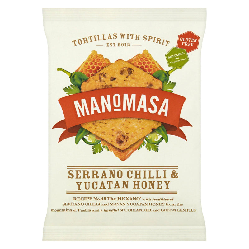 MANOMASA SERRANO CHILLI & YUCATAN HONEY CORN CHIPS (40g) x 16