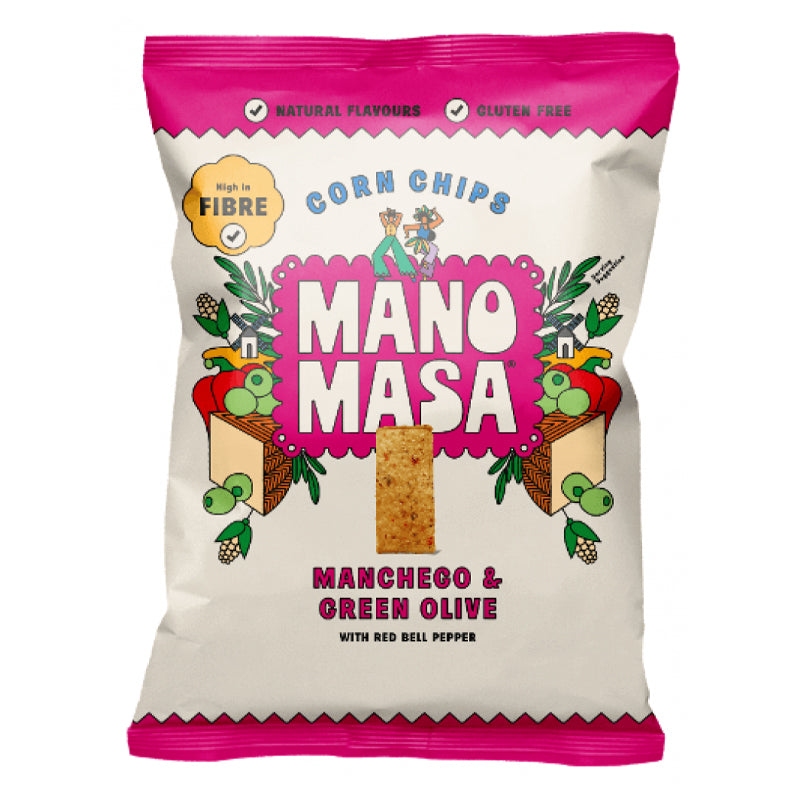 MANOMASA MANCHEGO & GREEN OLIVE CORN CHIPS (40g) x 16