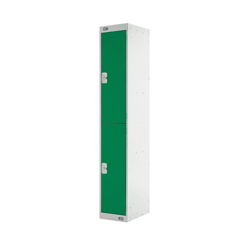 TWO COMPARTMENT LOCKER 300X300X1800MM GREEN DOOR MC00010