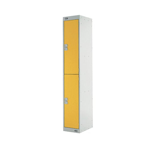 TWO COMPARTMENT LOCKER 300X300X1800MM YELLOW DOOR MC00012
