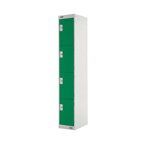 FOUR COMPARTMENT LOCKER 300X300X1800MM GREEN DOOR MC00022