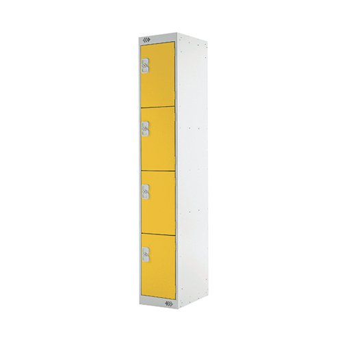 FOUR COMPARTMENT LOCKER 300X300X1800MM YELLOW DOOR MC00024