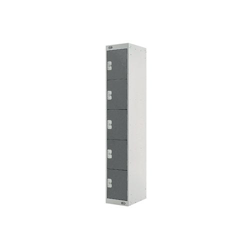 FIVE COMPARTMENT LOCKER 300X300X1800MM DARK GREY DOOR MC0002
