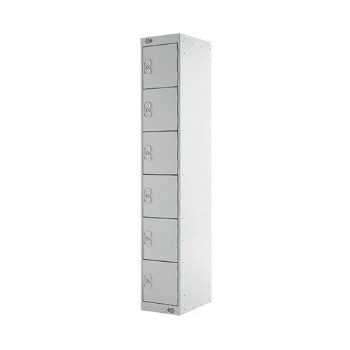 SIX COMPARTMENT LOCKER 300X300X1800MM LIGHT GREY DOOR MC00032