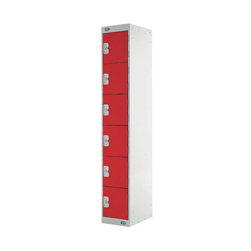 SIX COMPARTMENT LOCKER 300X300X1800MM RED DOOR MC00035