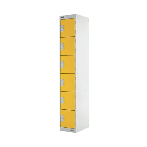 SIX COMPARTMENT LOCKER 300X300X1800MM YELLOW DOOR MC00036