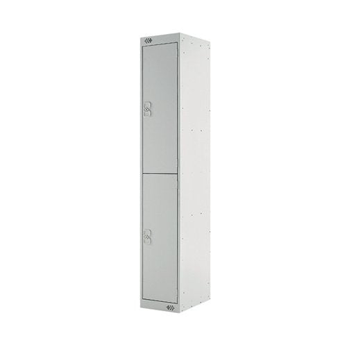 TWO COMPARTMENT LOCKER 300X450X1800MM LIGHT GREY DOOR MC00044