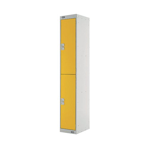 TWO COMPARTMENT LOCKER 300X450X1800MM YELLOW DOOR MC00048