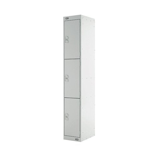THREE COMPARTMENT LOCKER 300X450X1800MM LIGHT GREY DOOR MC00