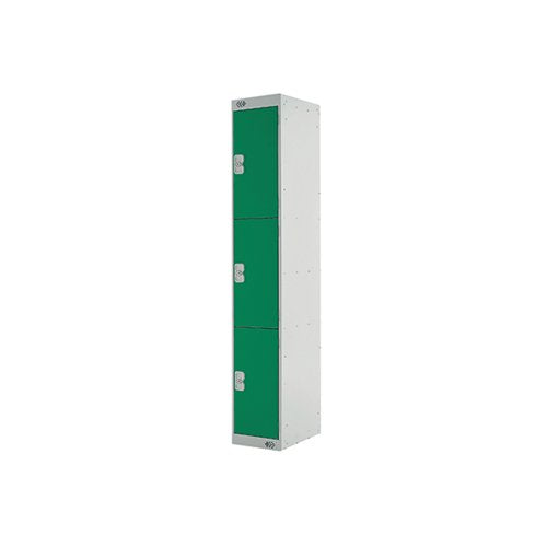 THREE COMPARTMENT LOCKER 300X450X1800MM GREEN DOOR MC00052