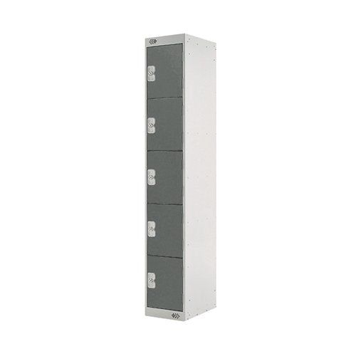 FIVE COMPARTMENT LOCKER 300X450X1800MM DARK GREY DOOR MC0006