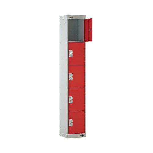 FIVE COMPARTMENT LOCKER 300X450X1800MM RED DOOR MC00065