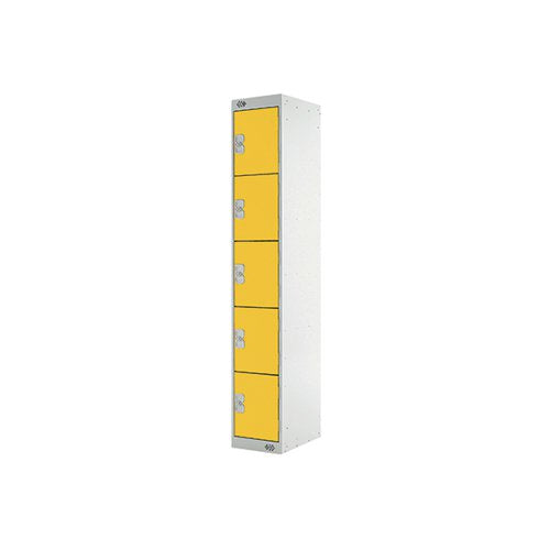FIVE COMPARTMENT LOCKER 300X450X1800MM YELLOW DOOR MC00066