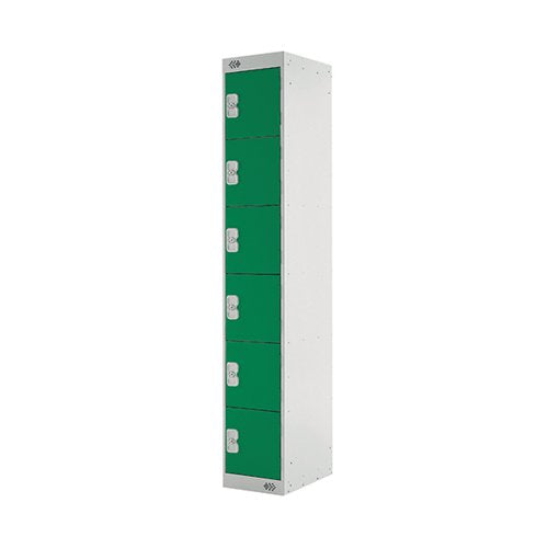 SIX COMPARTMENT LOCKER 300X450X1800MM GREEN DOOR MC00070