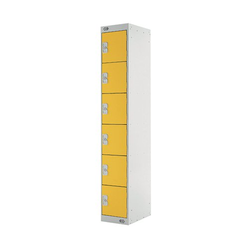 SIX COMPARTMENT LOCKER 300X450X1800MM YELLOW DOOR MC00072
