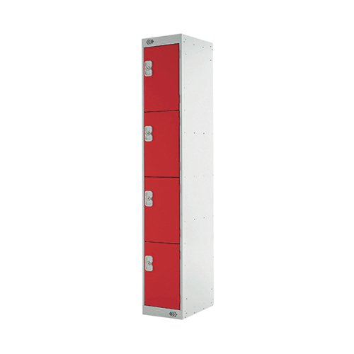 FOUR COMPARTMENT EXPRESS STANDARD LOCKER 300X300X1800MM RED