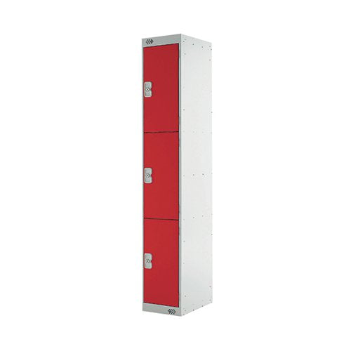 THREE COMPARTMENT EXPRESS STANDARD LOCKER 300X450X1800MM RED