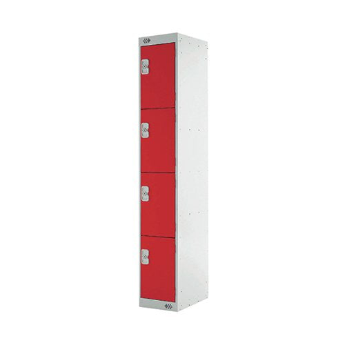 FOUR COMPARTMENT EXPRESS STANDARD LOCKER 300X450X1800MM RED