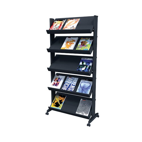 FAST PAPER 5 SHELF MOBILE LITERATURE DISPLAY WIDE BLACK F255N01