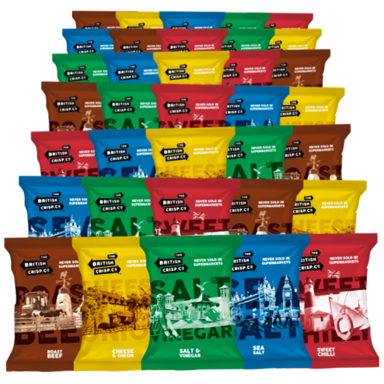 THE BRITISH CRISP CO MIXED CASE OF CRISPS (40g) x 36