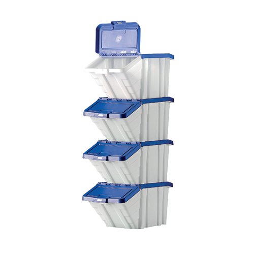 BARTON MULTIFUNCTIONAL STORAGE BINS BLUE LIDS (PACK OF 4) 05