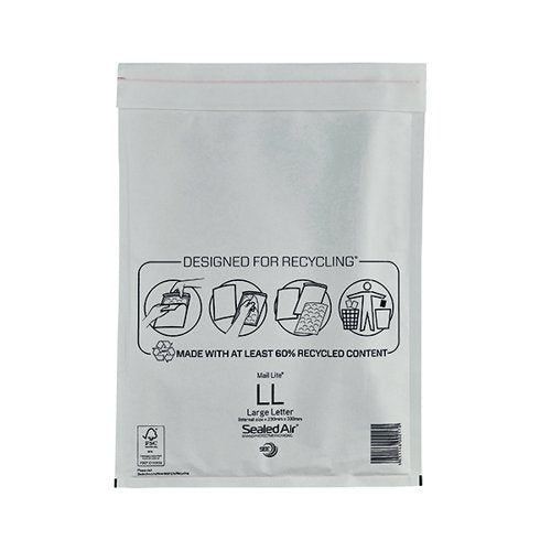 MAIL LITE BUBBLE LINED POSTAL BAG SIZE LL 230X330MM WHITE (P